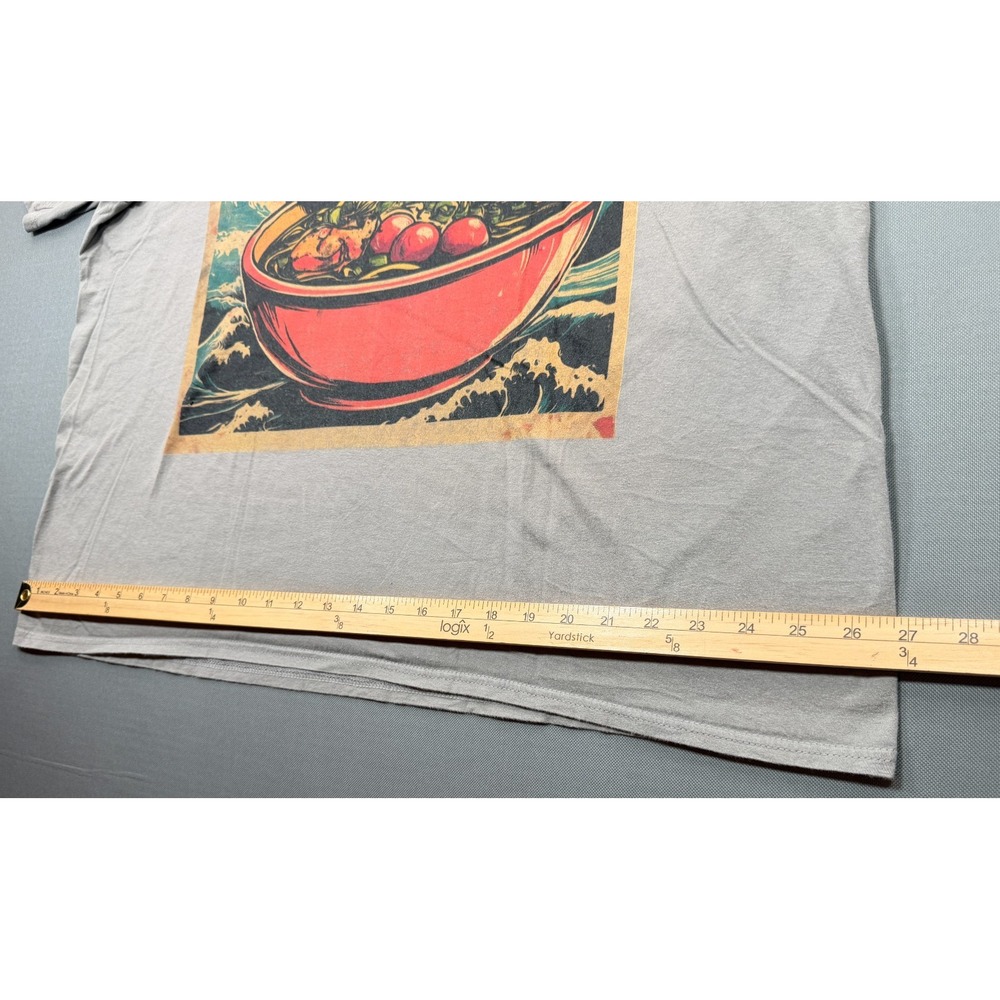 Port & Company Black Cat Ramen Graphic T Shirt Grey Anime Japanese Wave Mens 2XL - Picture 8 of 11